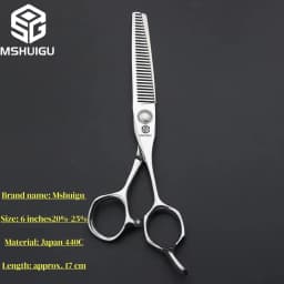 Barber Sciss 6Inch 440C Stainless Steel Hair Scissors Set, Professional Barber Cutting Shear & 10%‑20%‑30%‑40% Thinning Shears,