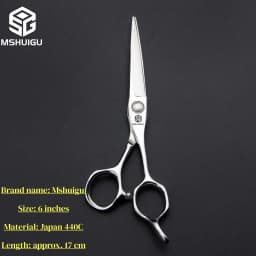 Barber Sciss 6Inch 440C Stainless Steel Hair Scissors Set, Professional Barber Cutting Shear & 10%‑20%‑30%‑40% Thinning Shears,