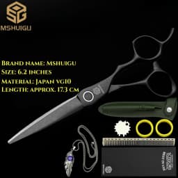 Barber Sciss 6Inch 440C Stainless Steel Hair Scissors Set, Professional Barber Cutting Shear & 10%‑20%‑30%‑40% Thinning Shears,