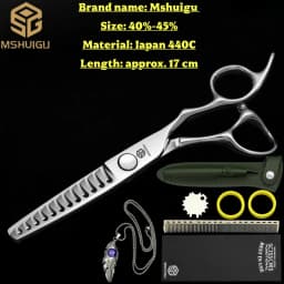 Barber Sciss 6Inch 440C Stainless Steel Hair Scissors Set, Professional Barber Cutting Shear & 10%‑20%‑30%‑40% Thinning Shears,