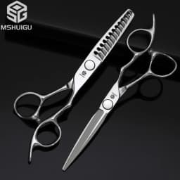 Barber Sciss 6Inch 440C Stainless Steel Hair Scissors Set, Professional Barber Cutting Shear & 10%‑20%‑30%‑40% Thinning Shears,