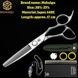 Barber Sciss 6Inch 440C Stainless Steel Hair Scissors Set, Professional Barber Cutting Shear & 10%‑20%‑30%‑40% Thinning Shears,