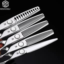 Barber Sciss 6Inch 440C Stainless Steel Hair Scissors Set, Professional Barber Cutting Shear & 10%‑20%‑30%‑40% Thinning Shears,