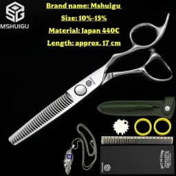 Barber Sciss 6Inch 440C Stainless Steel Hair Scissors Set, Professional Barber Cutting Shear & 10%‑20%‑30%‑40% Thinning Shears,