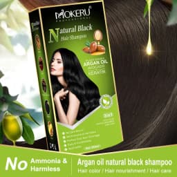 Mokeru Ammonia Free Keratin Hair Color Shampoo Coffee Permanent Brown Hair Dye Shampoo for White Hair Coverage