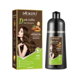 Mokeru Ammonia Free Keratin Hair Color Shampoo Coffee Permanent Brown Hair Dye Shampoo for White Hair Coverage