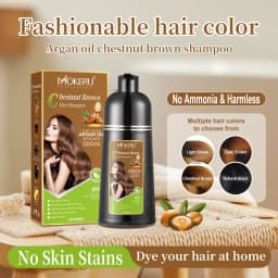 Mokeru Ammonia Free Keratin Hair Color Shampoo Coffee Permanent Brown Hair Dye Shampoo for White Hair Coverage