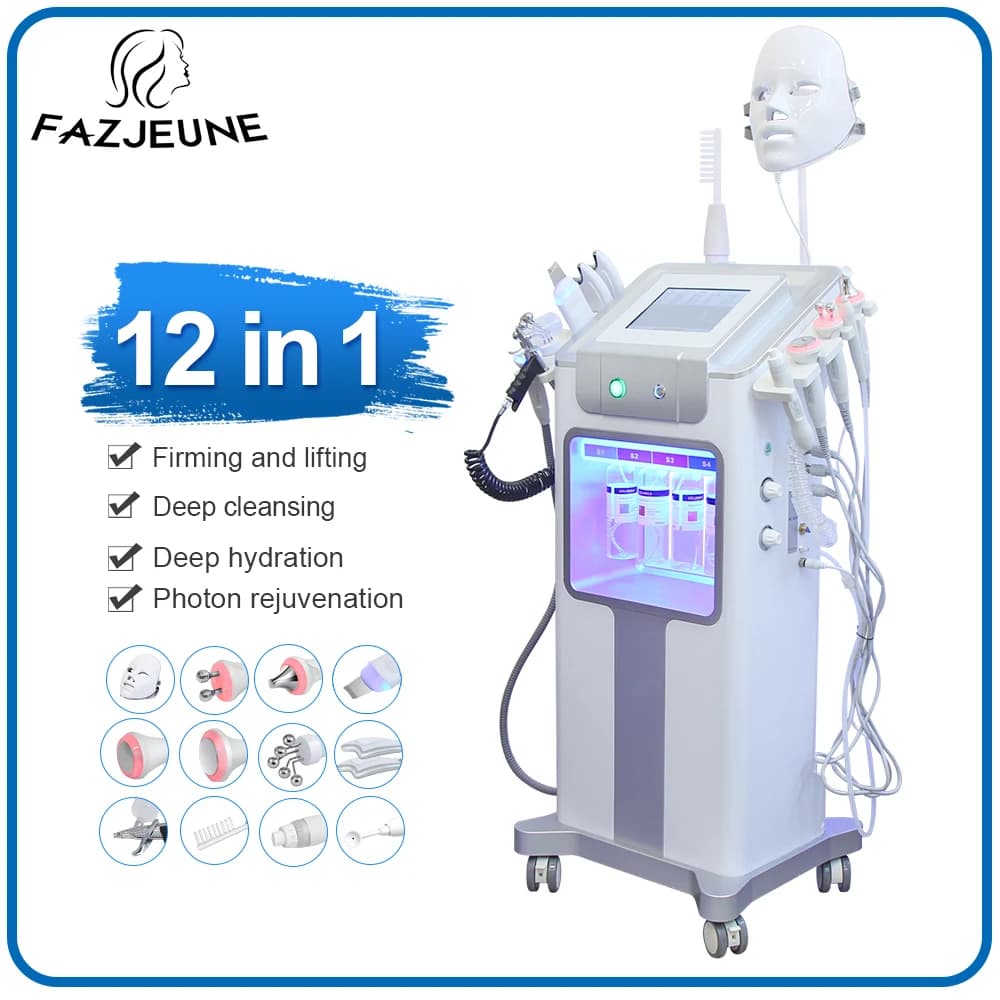 12 in 1 Water Oxygen Hydro Machine Face Lifting Deep Cleaning Dermabrasion Aqua Peeling Machine Skin Rejuvenation Small Bubble
