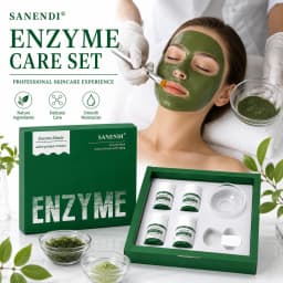 SANENDI Enzyme Care Set Green Algae Soft Mask Korean Skincare Facial Kit Gentle Purifying Hydrating Skin Glow Skin Care Mask