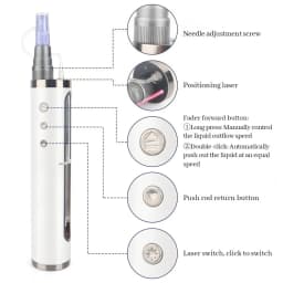 New Adjustable 5-Level Electric Derma Pen with 2 Round Nano Cartridges Adjustable MicroNeedling&Liquid Output Facial Beauty Care