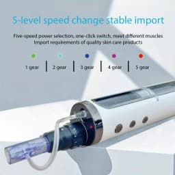 New Adjustable 5-Level Electric Derma Pen with 2 Round Nano Cartridges Adjustable MicroNeedling&Liquid Output Facial Beauty Care
