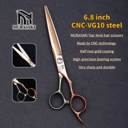 Top-level VG10 Cobalt Steel Hairdressing Scissors, 5.7-6.3-6.8 inch Hair Cutting Shears, Rose Gold Coating Barbershop Accessorie