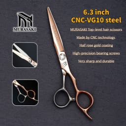 Top-level VG10 Cobalt Steel Hairdressing Scissors, 5.7-6.3-6.8 inch Hair Cutting Shears, Rose Gold Coating Barbershop Accessorie