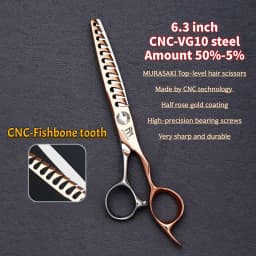 Top-level VG10 Cobalt Steel Hairdressing Scissors, 5.7-6.3-6.8 inch Hair Cutting Shears, Rose Gold Coating Barbershop Accessorie