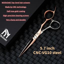 Top-level VG10 Cobalt Steel Hairdressing Scissors, 5.7-6.3-6.8 inch Hair Cutting Shears, Rose Gold Coating Barbershop Accessorie