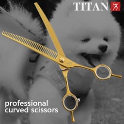 Titan high quality sus440c japan steel thinning 7inch barber tools shears pet dog cat grooming curved scissors