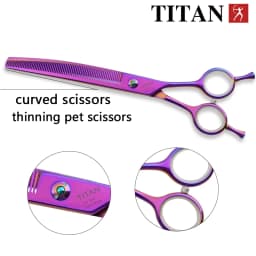 Titan high quality sus440c japan steel thinning 7inch barber tools shears pet dog cat grooming curved scissors