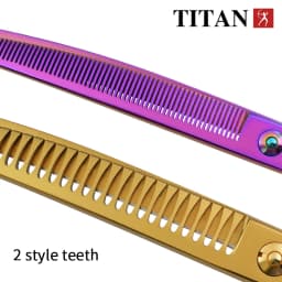Titan high quality sus440c japan steel thinning 7inch barber tools shears pet dog cat grooming curved scissors