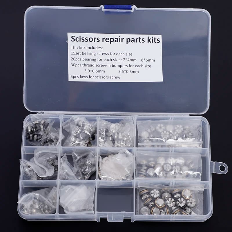 1 Box Full Set of Stainless Steel Hair Scissor Bearing Screw Tornillo Parts Haircut Salon Barber Repair Kit Parafuso Accessory