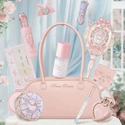 Flower Knows Makeup Gift Set Lip Cream,Blush,Cushion BB Cream,Brightening Concealer,Hydrating Essence & Cosmetic Bag All-in-One