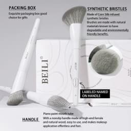 12-Piece Vegan Makeup Brush Set for Powder Foundation Concealer Eyebrows Eyeshadow Contour Eyeliner Blender Eye Brushes