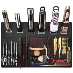 Magnetic Barber Mats for Clippers Dedicated Slots Anti-Slip Heat Resistant Barber Station Organizer Mat