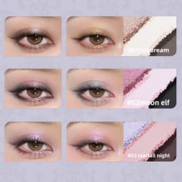 Flower Knows Knight Unicorn 6-Color Vegan Satin Eyeshadow Palette Shimmer Matte Long Lasting Waterproof High Pigment Makeup