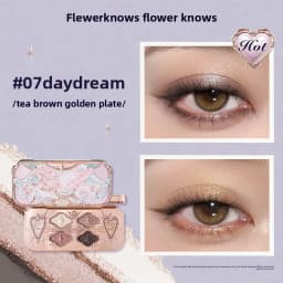 Flower Knows Knight Unicorn 6-Color Vegan Satin Eyeshadow Palette Shimmer Matte Long Lasting Waterproof High Pigment Makeup