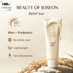Beauty of Joseon Relief Sun : Rice+Probiotics SPF50+ PA++++ 50ml,Lightweight & Fast-Absorbing,Korean Skincare,Korean Makeup
