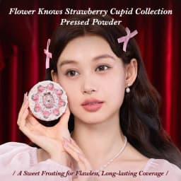Flower Knows Compact Powder Matte Pressed Setting Powder Strawberry Cupid Collection Pressed Foundation Powder Makeup 9.5g
