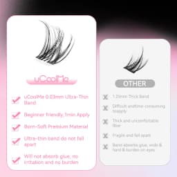 uCoolMe Lashes Venus Super Natural Clusters Kit with Bond and Seal Remover Long-lasting Waterproof Beginner Friendly Makeup Tool