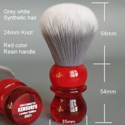 Dscosmetic Soft Hair Shaving Brush with Red Resin Handle and Gray Synthetic Hair for Man Wet Shave
