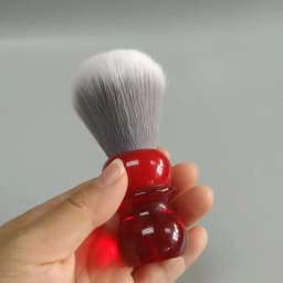 Dscosmetic Soft Hair Shaving Brush with Red Resin Handle and Gray Synthetic Hair for Man Wet Shave