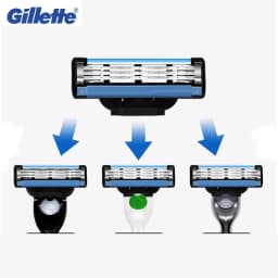 Gillette Mach 3 Shaver Head Razor Refills Cartridges with Lubstrips 3 Layers Blades Fast Smooth Cutting Men's Beard Face Care