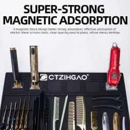 1pc Barbershop Storage Pad Heat Resistant Magnetic Barber Tray Silicone Organizer with Scissors Clipper Storage Slot for Salon