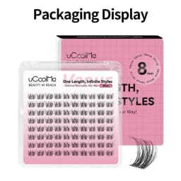 uCoolMe Lashes Venus Single-length False Eyelashes 80pcs Invisible Band 8 10 12 14 16mm Zero-Waste Uniform-Size Lash Extensions