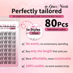 uCoolMe Lashes Venus Single-length False Eyelashes 80pcs Invisible Band 8 10 12 14 16mm Zero-Waste Uniform-Size Lash Extensions