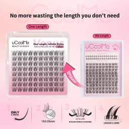 uCoolMe Lashes Venus Single-length False Eyelashes 80pcs Invisible Band 8 10 12 14 16mm Zero-Waste Uniform-Size Lash Extensions