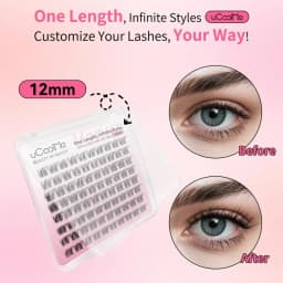 uCoolMe Lashes Venus Single-length False Eyelashes 80pcs Invisible Band 8 10 12 14 16mm Zero-Waste Uniform-Size Lash Extensions