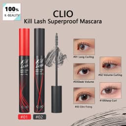 CLIO Kill Lash Superproof Mascara,Volumizing Formula,Lightweight & Clump-Free,Defined & Separated,Korean Cosmetic,Korean Makeup