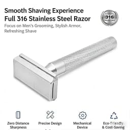 316 Stainless Steel Double Edge Safety Razor for Men with 5 Blades - Eco-Friendly Long-Lasting Shaving Tool