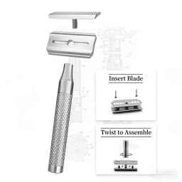 316 Stainless Steel Double Edge Safety Razor for Men with 5 Blades - Eco-Friendly Long-Lasting Shaving Tool