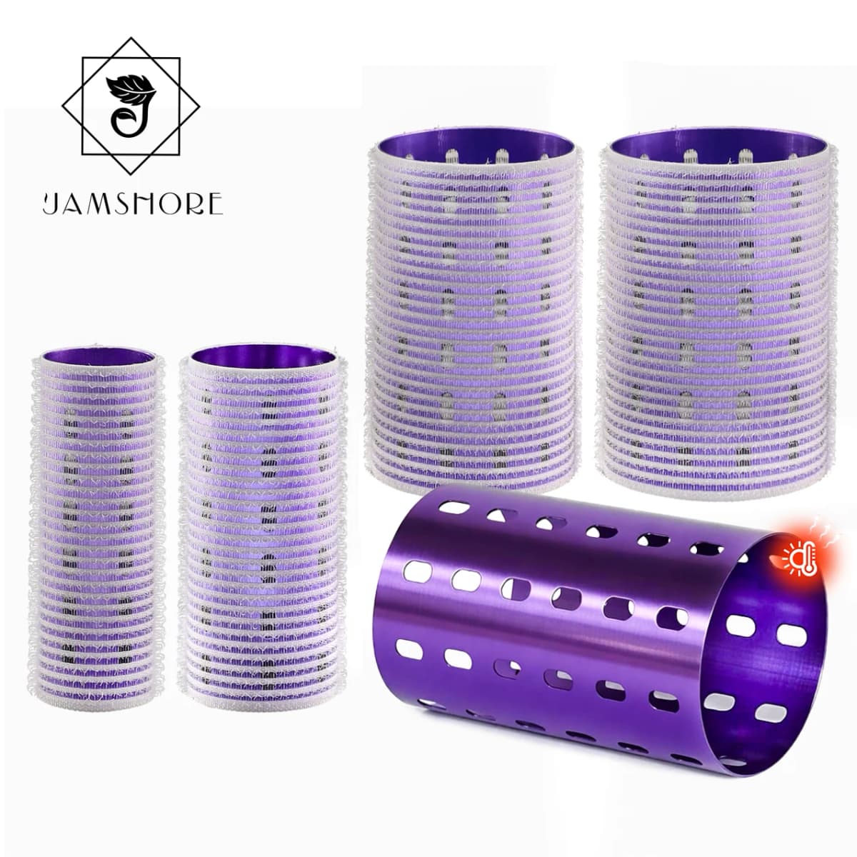 6pcs/set Ceramic Thermal Hair Rollers Nylon Hook & Loop Aluminium Core Light Weight Self Grip Irons Hairdryer Hot Curl 90mm 1951
