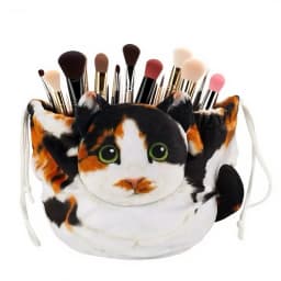 3D Realistic Cute Cat Makeup Bag Large Capacity Travel Pouch Drawstring Toiletry Organizer For Women Teens Gift For Christmas