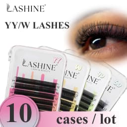 LASHINE YY 3D/4D/5D/6D Mixed 10 Cases/Lot Set Premade Volume Fans Soft Korean PBT Easy Fan C/D/M Curl Mixed Length