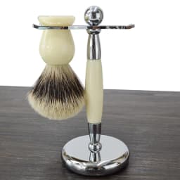 Dscosmetic White Metal Shaving Brush Stand Safety Razor Holder