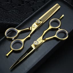 XUANFENG 5 inch Golden Hair Scissors Barber Cutting Scissors and Thinning Scissors