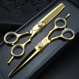 XUANFENG 5 inch Golden Hair Scissors Barber Cutting Scissors and Thinning Scissors