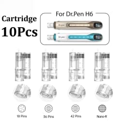 10Pcs Dr Pen H6 Cartridge Round Nano 18 Pin 36 Pin 42 Pin 0.25mm H6 Microneedling Pen Replacement Parts Needle Kits
