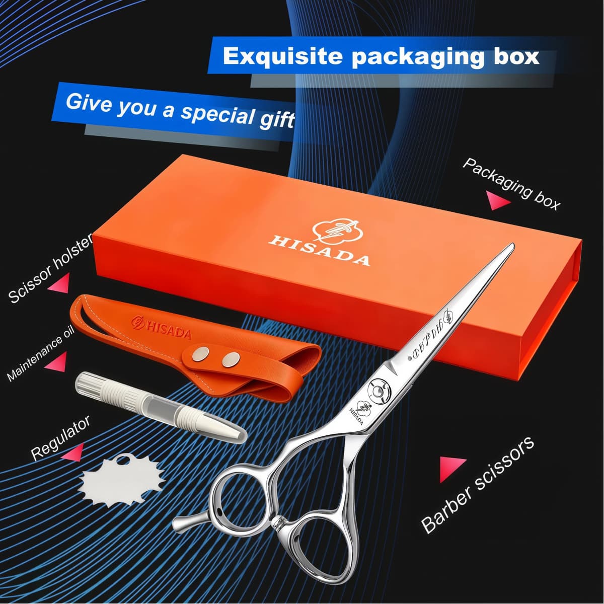 HISADA Left Hand Hair Scissors 5.5 inch Barber Shop Exclusively for Hairstylists VG10 Material Barber Tools